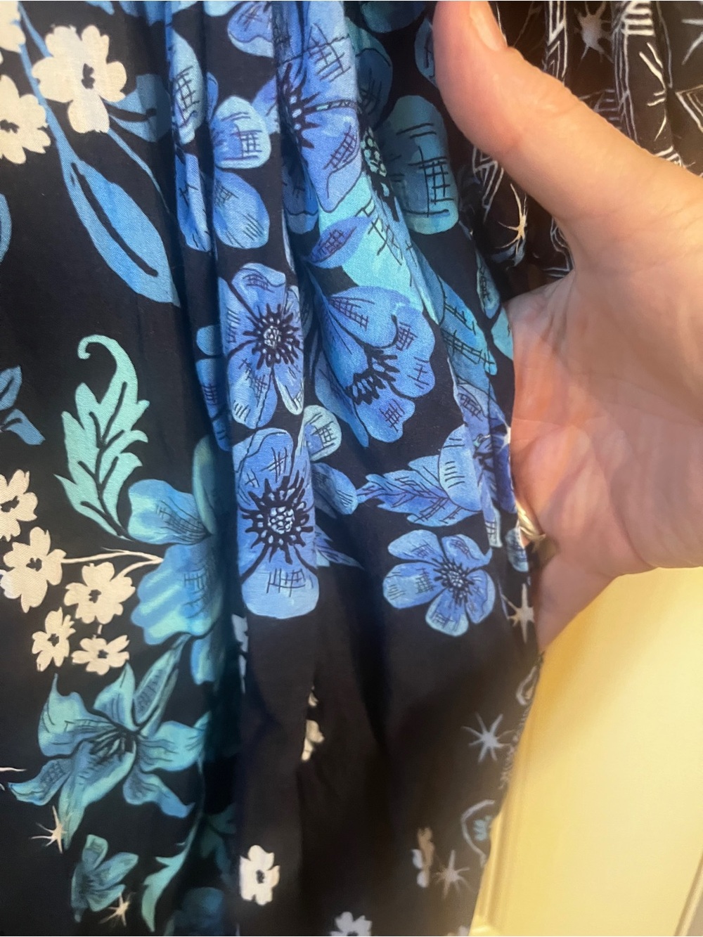 Johnny Was Black and Blue Floral Midi Dress - Picture 5 of 10